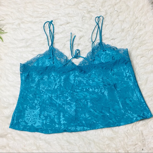 Victoria’s Secret Cami Tank Top Nightgown Lace turquoiseFloral Size Large - Picture 5 of 13